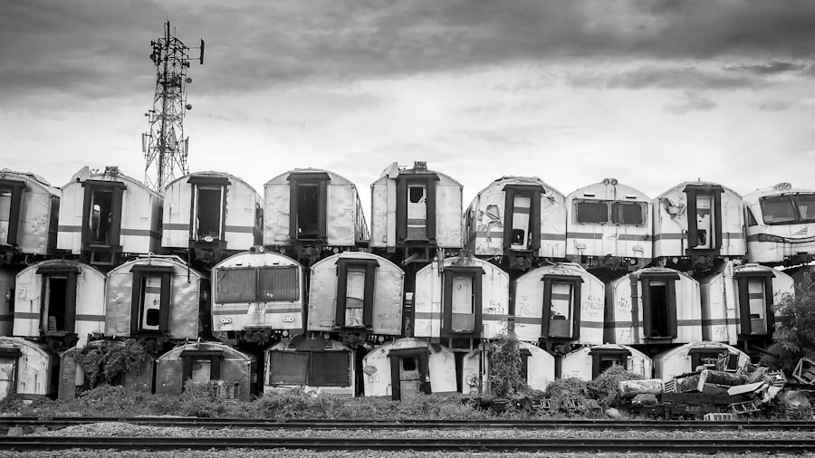 Salvaged vehicles at a disposal yard